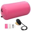 vidaXL Rollo inflable de gimnasia con bomba PVC rosa 120x90 cm