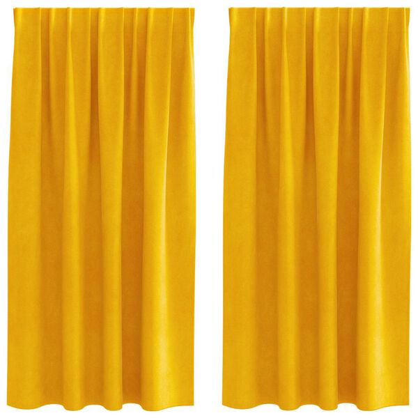 vidaXL Cortinas opacas 2 pcs Amarillo Mostaza 140 x 175 cm Terciopelo