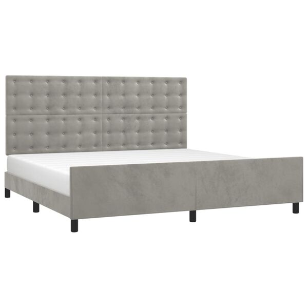 vidaXL Estructura de cama sin colch&oacute;n terciopelo gris claro 200x200 cm