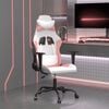 vidaXL Silla gaming cuero sintético blanco y rosa