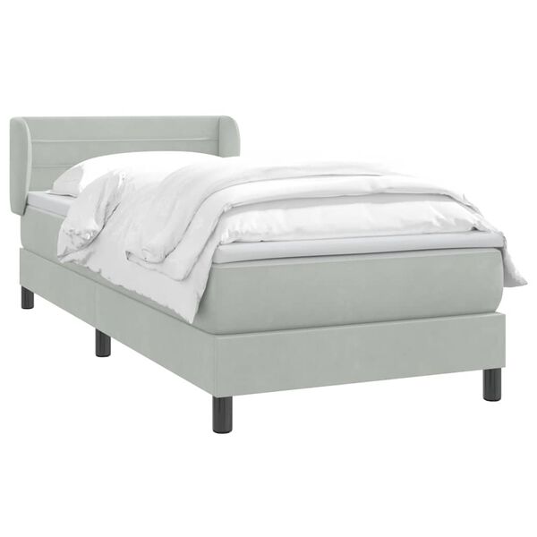vidaXL Cama box spring con colch&oacute;n terciopelo gris claro 80x210 cm