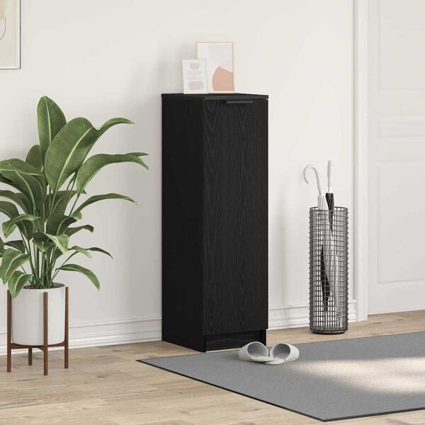 vidaXL Armario Zapatero con estante Roble Negro 29,5 x 35 x 101 cm