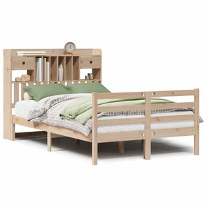 vidaXL Cama con estanter&iacute;a sin colch&oacute;n madera maciza de pino 135x190cm