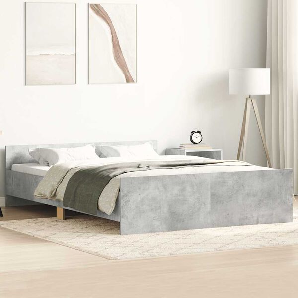 vidaXL Estructura de cama con cabecero piecero gris hormig&oacute;n 140x200cm