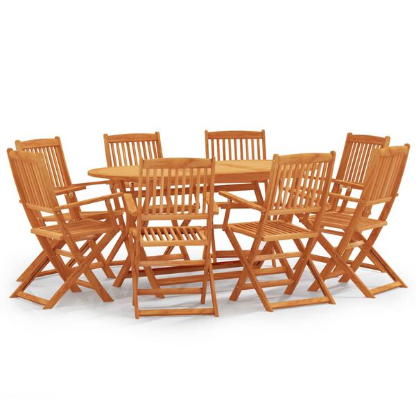 vidaXL Set de comedor de jard&iacute;n plegable 9 pzas madera eucalipto