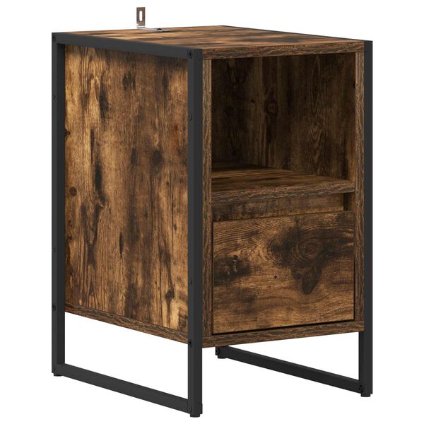 vidaXL Mesa de Noche Roble Humo 39,5 x 30 x 50 cm Madera contrachapada