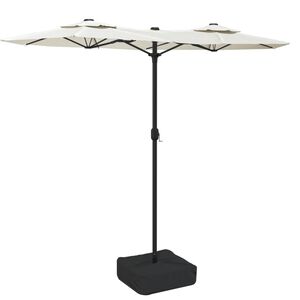 vidaXL Sombrilla doble de jard&iacute;n con luces LED blanco arena 316x145 cm