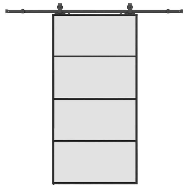 vidaXL Puerta corredera set herrajes negra 102,5x205 cm ESG vidrio