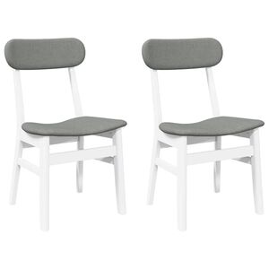 vidaXL Sillas de comedor con cojines 2uds madera maciza blanco caucho