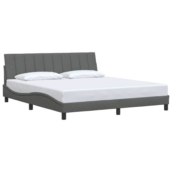 vidaXL Estructura de cama sin colch&oacute;n Hanko de tela gris oscuro 180x200 cm