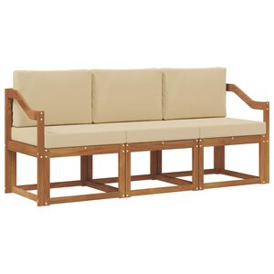 vidaXL Conjunto de sof&aacute;s de exterior con coj&iacute;n 3 pcs Natural y Beige