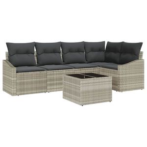 vidaXL Conjunto de sof&aacute;s de jard&iacute;n 6 uds. Gris Claro rat&aacute;n sint&eacute;tico