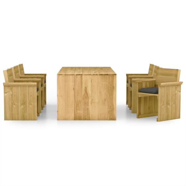 vidaXL Comedor de jard&iacute;n 7 pzas con cojines madera de pino impregnada