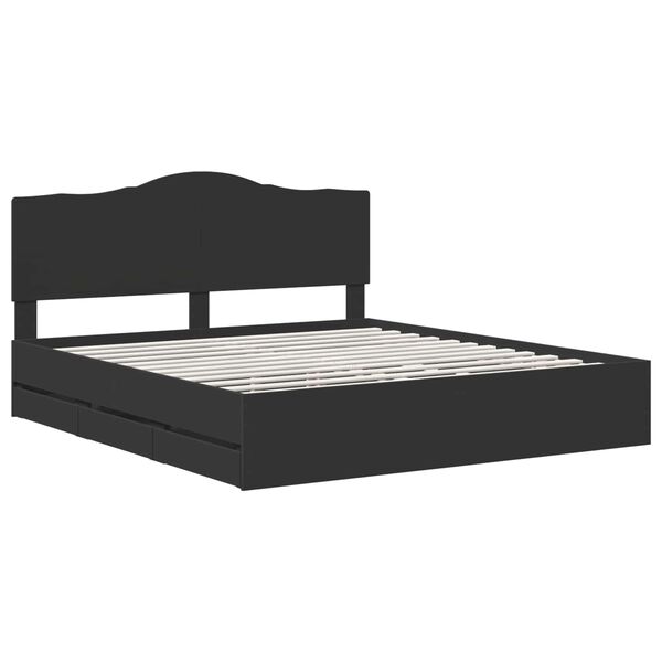 vidaXL Estructura de cama Negro 200 x 200 cm Madera Ingenieril