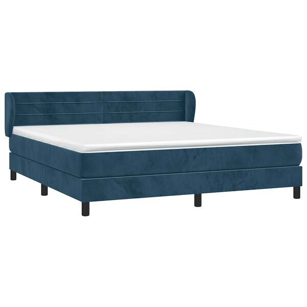 vidaXL Cama box spring con colch&oacute;n terciopelo azul oscuro 180x200 cm