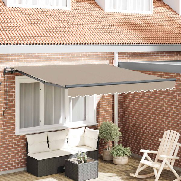 vidaXL Toldo Retr&aacute;ctil Beige 350 x 250 cm Tela y Aluminio