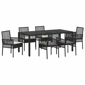 vidaXL Conjunto de Comedor de Jard&iacute;n 7 pcs Negro rat&aacute;n sint&eacute;tico