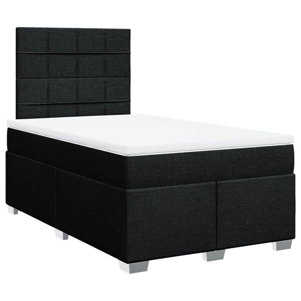 vidaXL Cama box spring con colch&oacute;n tela negro 120x190 cm