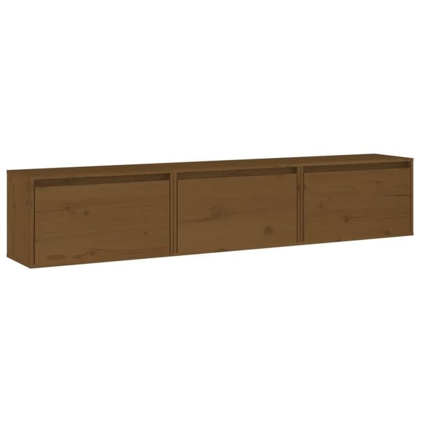 vidaXL Mueble de TV 3 piezas madera maciza de pino marr&oacute;n miel
