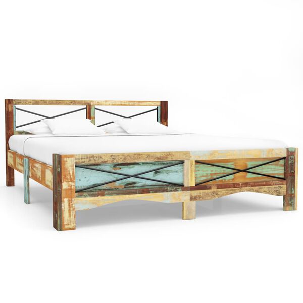 vidaXL Estructura de cama de madera maciza reciclada 160x200 cm