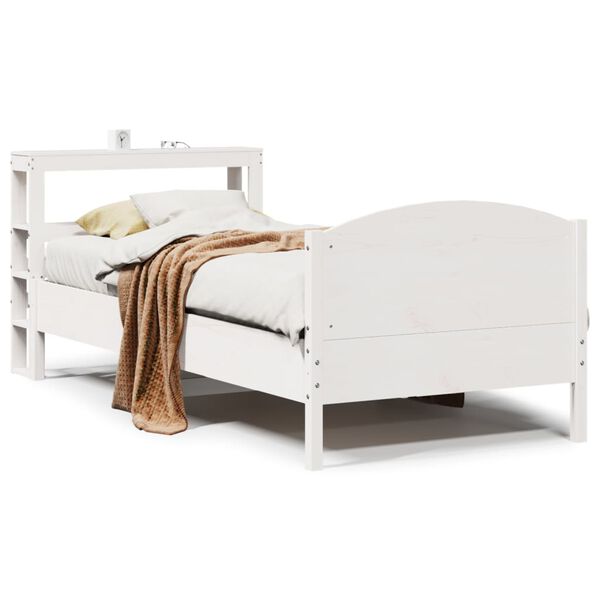 vidaXL Estructura de cama sin colch&oacute;n madera maciza blanca 75x190 cm