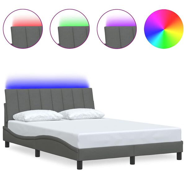 vidaXL Estructura de cama sin colchón Hanko tela gris oscuro 140x190 cm