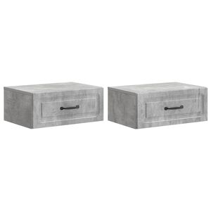 vidaXL Mesita de Noche de Pared 2 pcs Gris Hormig&oacute;n 49 x 34,5 x 20 cm