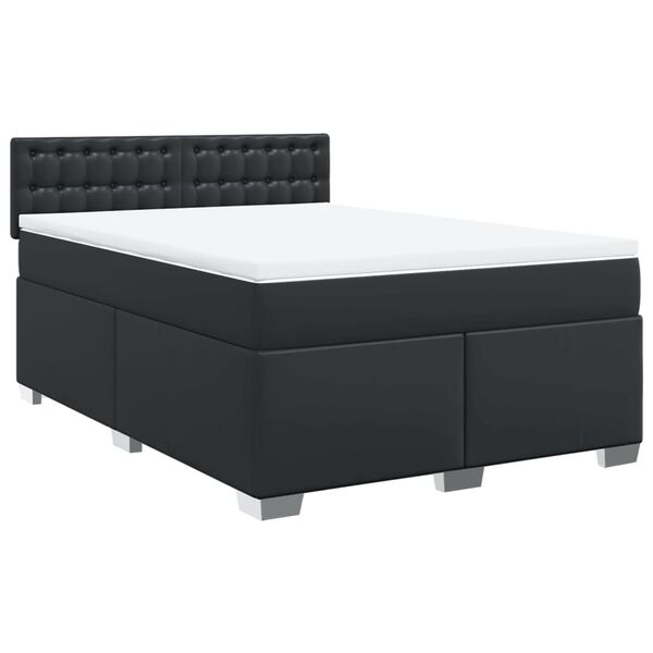 vidaXL Cama box spring con colch&oacute;n cuero sint&eacute;tico negro 140x190 cm