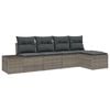 vidaXL Conjunto de sof&aacute; de jard&iacute;n con coj&iacute;n 5 pcs Gris rat&aacute;n sint&eacute;tico
