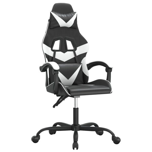 vidaXL Silla gaming cuero sintético negro y blanco