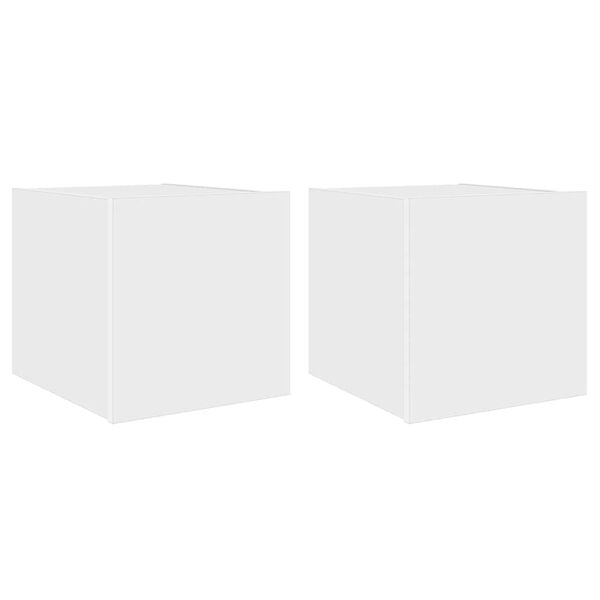 vidaXL Muebles de TV de pared con luces LED 2 uds blanco 30,5x35x30 cm