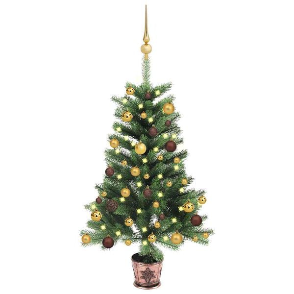 vidaXL &Aacute;rbol de Navidad artificial con luces y bolas verde 65 cm