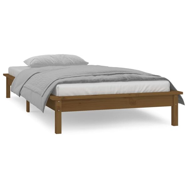 vidaXL Estructura cama individual madera maciza marr&oacute;n miel 75x190 cm