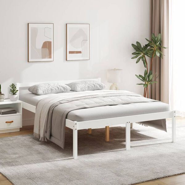 vidaXL Cama senior sin colch&oacute;n madera maciza de pino blanco 160x200 cm