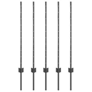 vidaXL Poste de cerca empotrado 5 uds. Gris 140 cm