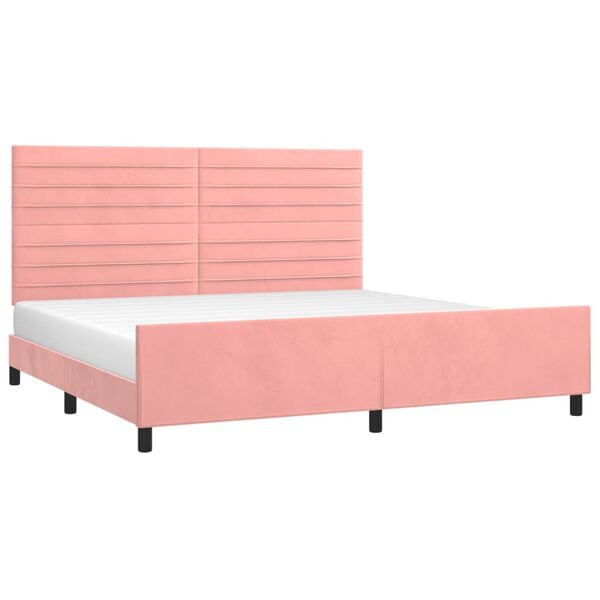 vidaXL Estructura cama sin colch&oacute;n terciopelo rosa 200x200 cm
