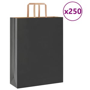 vidaXL Bolsas de papel con asas 250 uds negra 32x12x42 cm