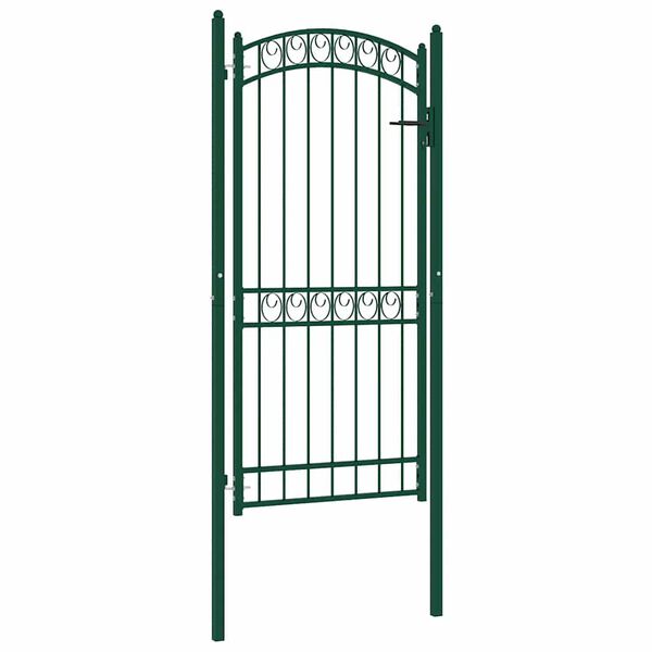 vidaXL Puerta de jard&iacute;n con arco superior acero verde 100x136 cm