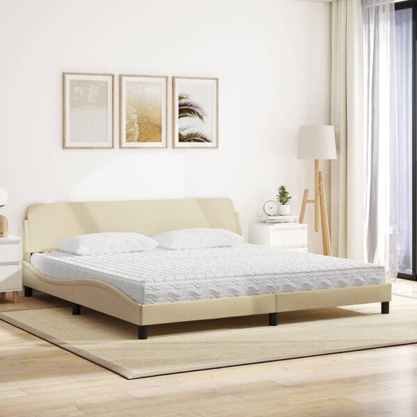 vidaXL Cama con colchón Dover tela color crema 200x200 cm
