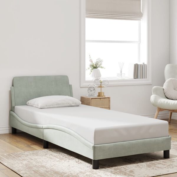vidaXL Estructura de cama Dover terciopelo gris claro 90x200 cm