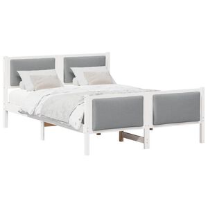 vidaXL Estructura de cama con cabecera Gris Claro 135 x 190 cm tela