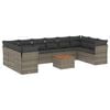 vidaXL Set de sof&aacute;s de jard&iacute;n 11 pzas y cojines rat&aacute;n sint&eacute;tico gris