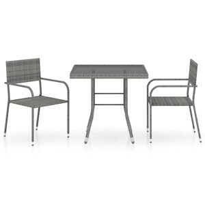 vidaXL Set comedor jard&iacute;n 3 pzas rat&aacute;n sint&eacute;tico gris antracita y gris