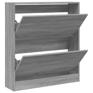 vidaXL Zapatero de madera de ingenier&iacute;a gris Sonoma 80x21x87,5 cm