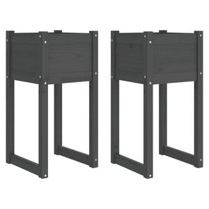 vidaXL Jardinera 2 unidades madera maciza de pino gris 40x40x81 cm