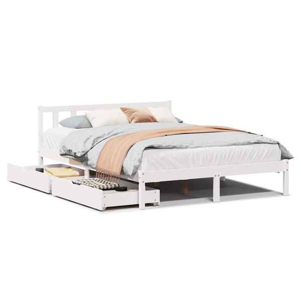 vidaXL Estructura de cama sin colchón madera de pino blanca 140x200 cm