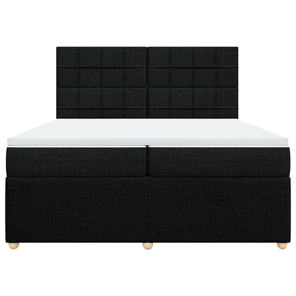 vidaXL Cama box spring con colch&oacute;n tela negro 200x200 cm