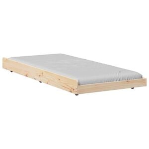 vidaXL Estructura de cama Natural 75 x 190 cm Madera de pino macizo