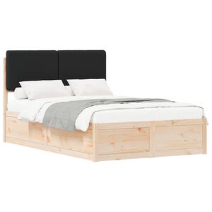 vidaXL Estructura de Cama con Cabecera Tapizada Negro 120 x 190 cm