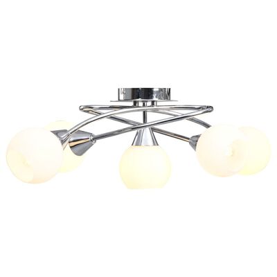 vidaXL Lámpara de techo pantallas cerámica bol blanco 5 bombillas E14